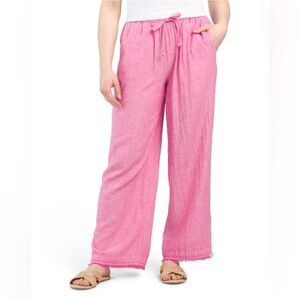 ZAC & RACHEL Pink Linen Blend Cross Dyed Pants, Size Small